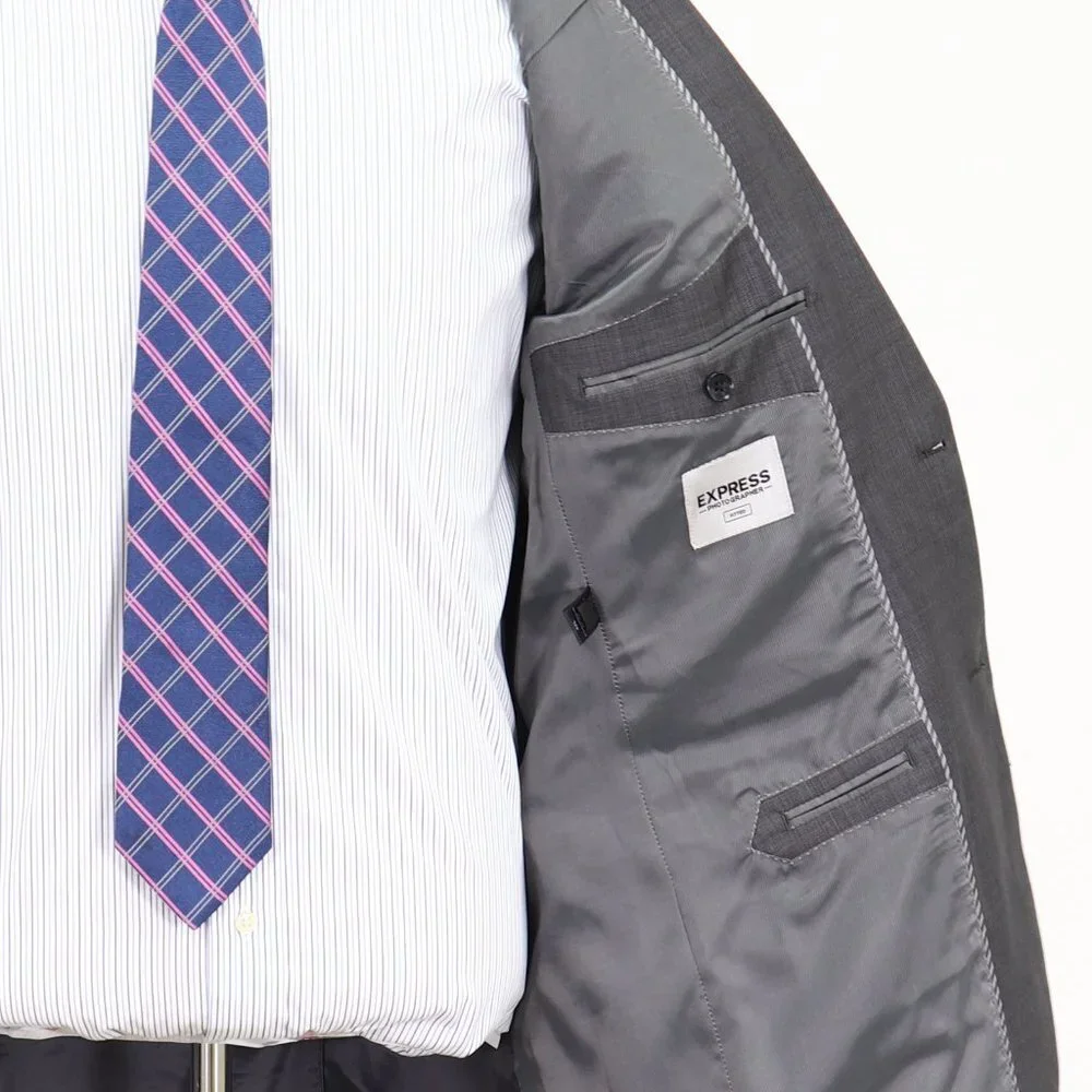 Express 42L Gray Solid 2-Button Sport Coat Blazer Jacket V113